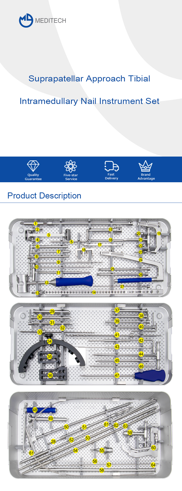 Suprapatellar Approach Tibial Intramedullary Nail Instrument Set